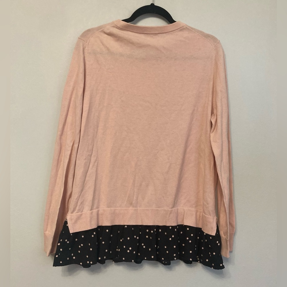 Kate Spade New York Pink Black Polka Dot Crew Neck Sweater - Picture 2 of 3